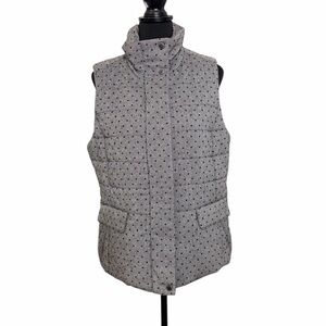Liz Claiborne Wool Blend Gray/Black Polka Dot Puffer Vest Women Size L